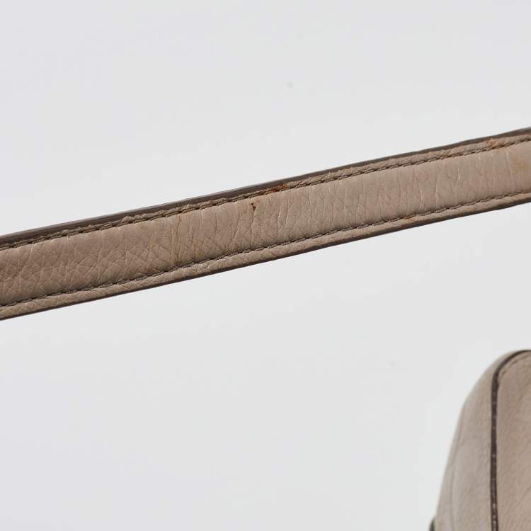 Pre Owned Coach Beige Signature Embossed Leather Bleecker Zip Tote