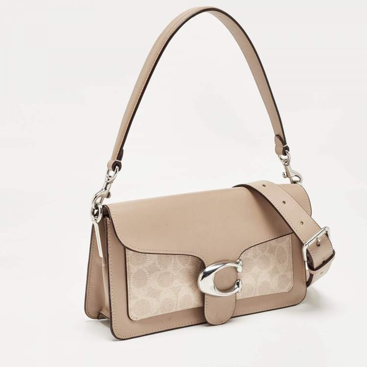 Pre Owned Coach Beige Signature Coated Canvas and Leather Tabby 26 Bag