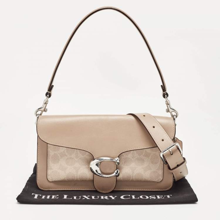 Pre Owned Coach Beige Signature Coated Canvas and Leather Tabby 26 Bag