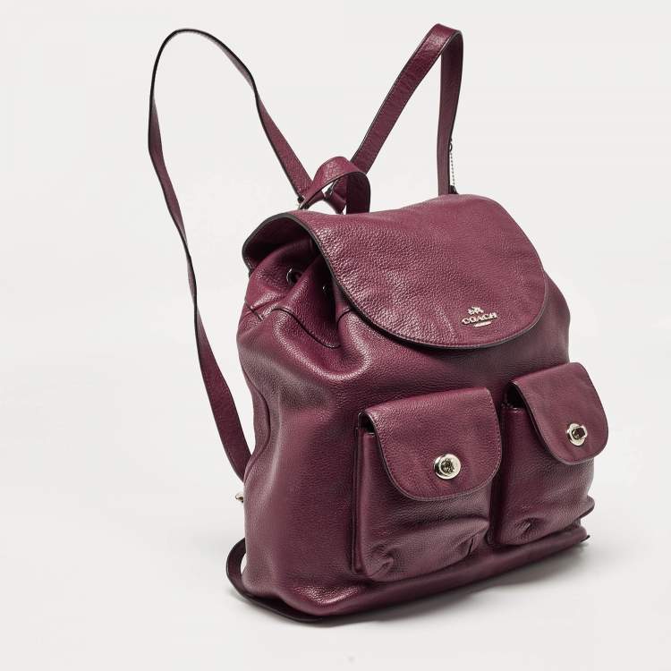 مملوكة مسبقًا Coach Burgundy Leather Drawstring Backpack