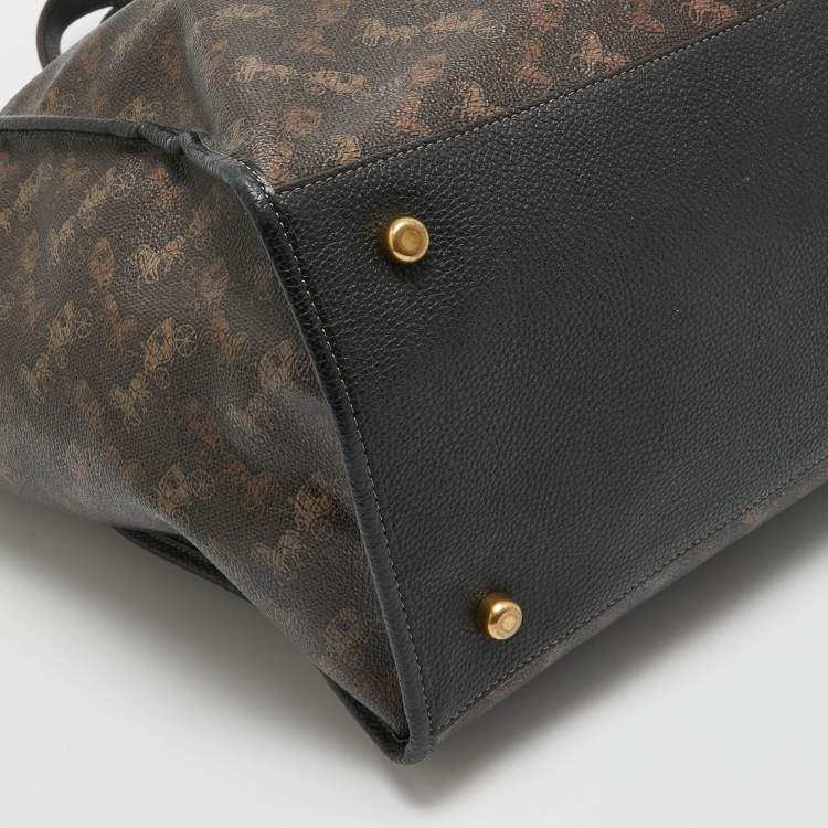 Pre Owned Coach Dark Brown Carriage Print Coated Canvas and Leather Field 40 Tote