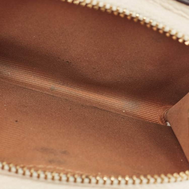 Pre Owned Coach Off White/Brown Leather Snap Compact Wallet