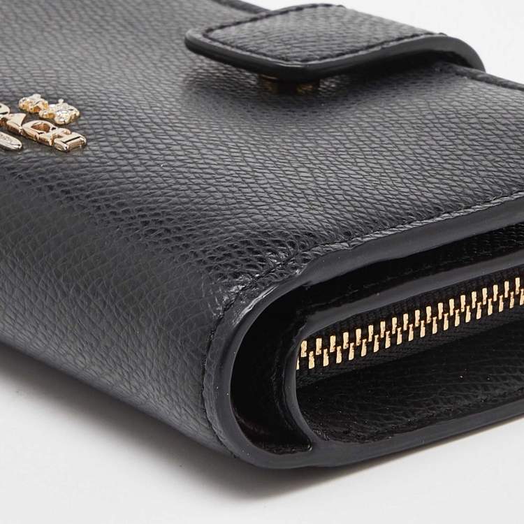 مملوكة مسبقًا Coach Black Leather Compact Wallet