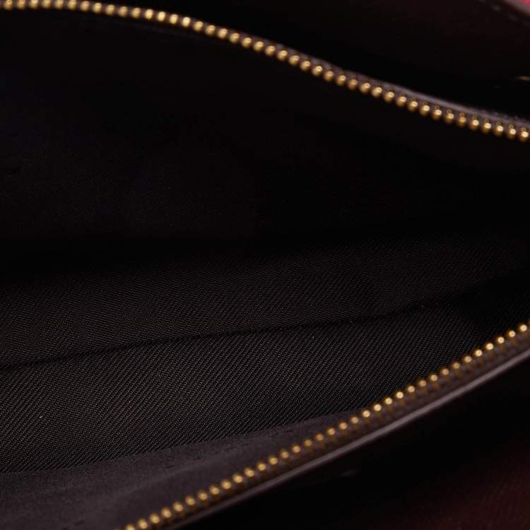Pre Owned Coach Red/Pink Grained Leather Charlie Carryall Tote