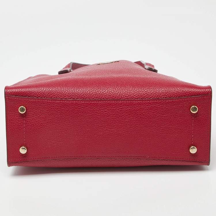 Pre Owned Coach Red/Pink Grained Leather Charlie Carryall Tote