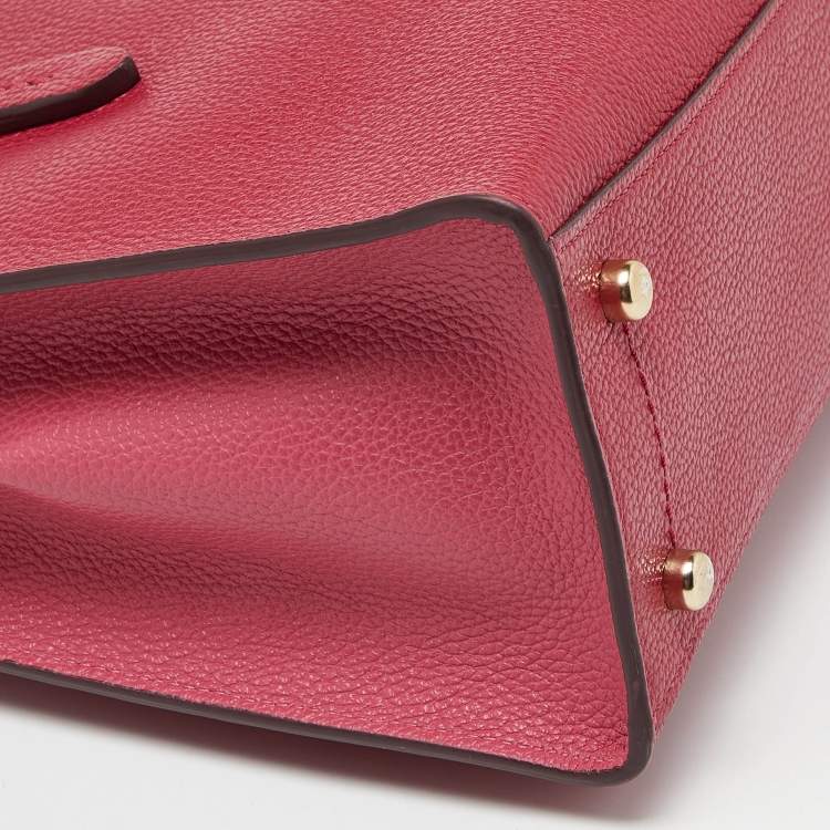 Pre Owned Coach Red/Pink Grained Leather Charlie Carryall Tote