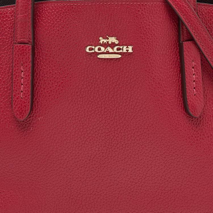 Pre Owned Coach Red/Pink Grained Leather Charlie Carryall Tote