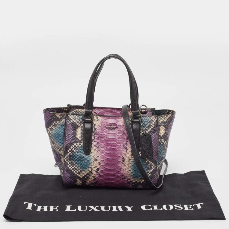 Pre Owned Coach Multicolor Python Embossed and Leather Crosby Carryall Tote