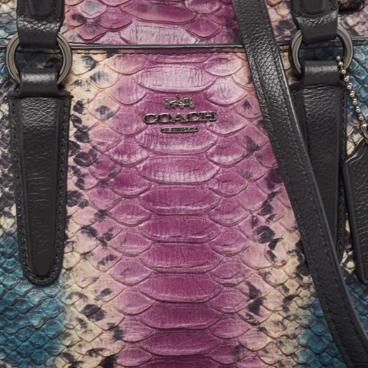 Pre Owned Coach Multicolor Python Embossed and Leather Crosby Carryall Tote