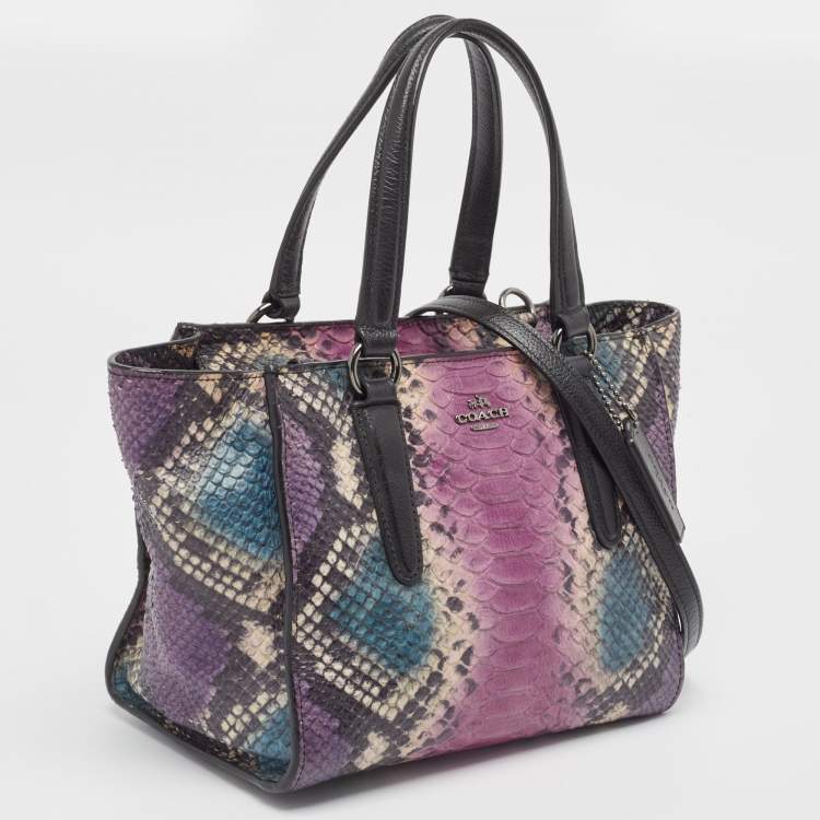 Pre Owned Coach Multicolor Python Embossed and Leather Crosby Carryall Tote