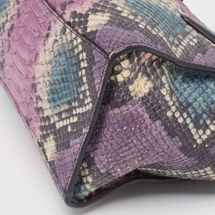 Pre Owned Coach Multicolor Python Embossed and Leather Crosby Carryall Tote