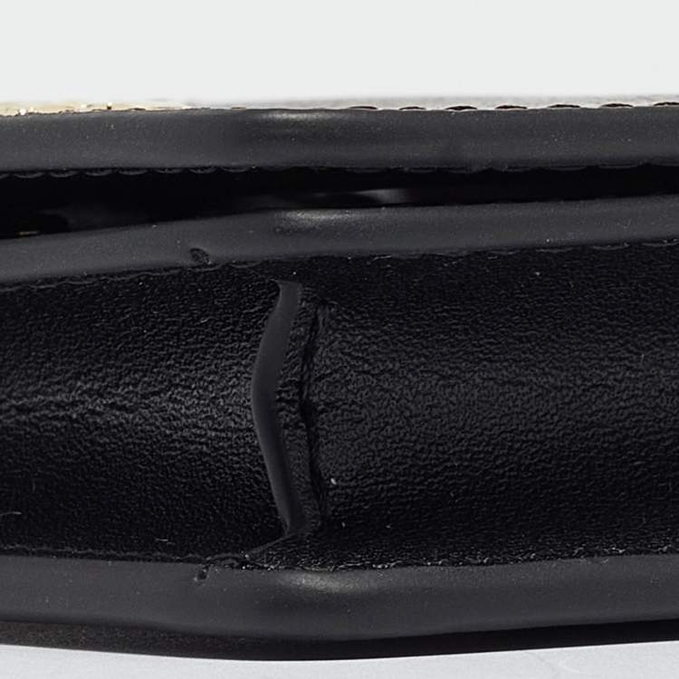مملوكة مسبقًا Coach Black/Brown Signature Coated Canvas and Leather Mini Chain Card Case