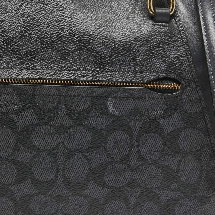 Pre Owned Coach Black Signature Coated Canvas and Leather Prairie Satchel