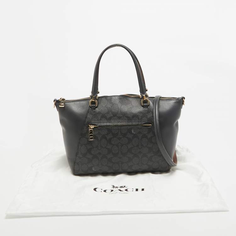 Pre Owned Coach Black Signature Coated Canvas and Leather Prairie Satchel