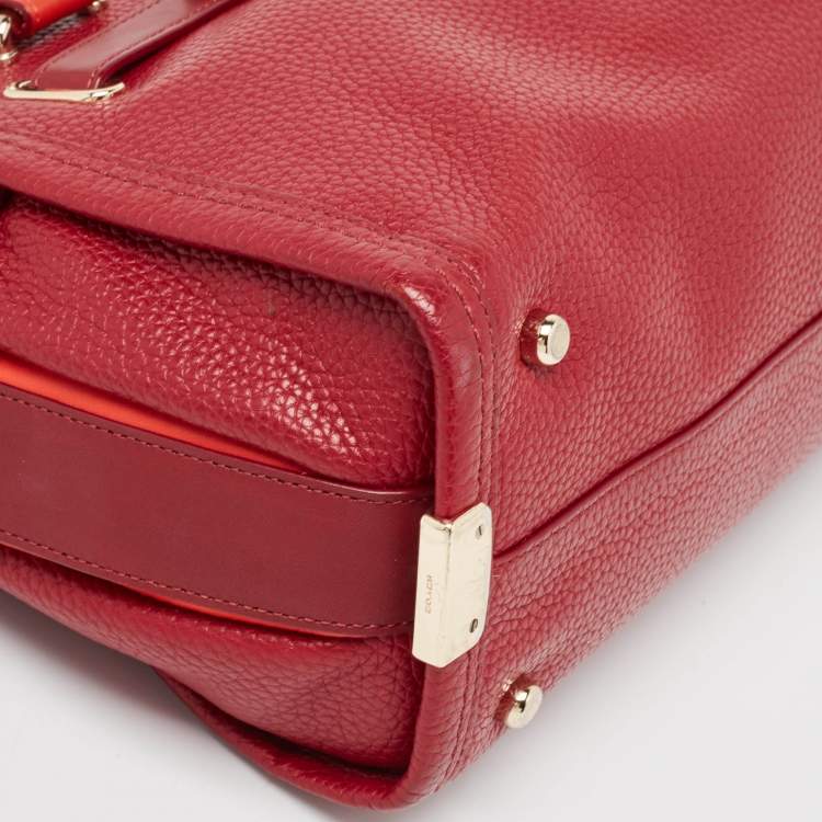 Pre Owned Coach Two Tone Red Leather Swagger 27 Carryall Tote