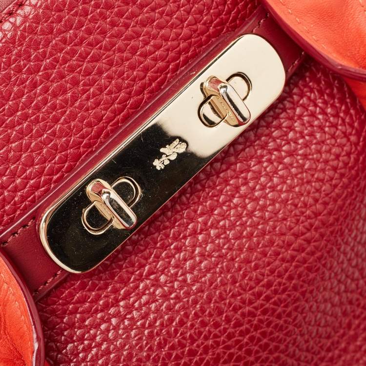 Pre Owned Coach Two Tone Red Leather Swagger 27 Carryall Tote