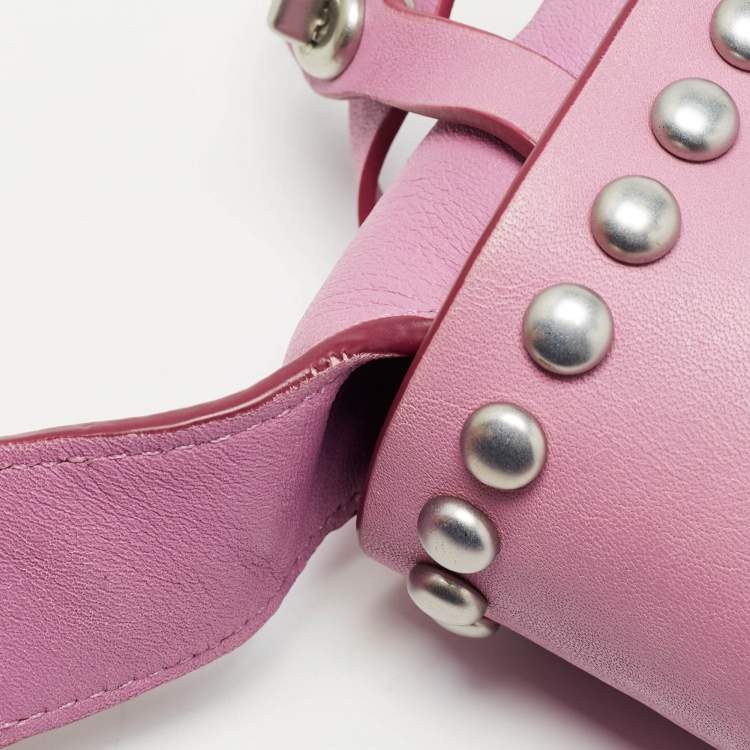 Pre Owned Coach Pink Leather Rivet Dakotah Crossbody Bag