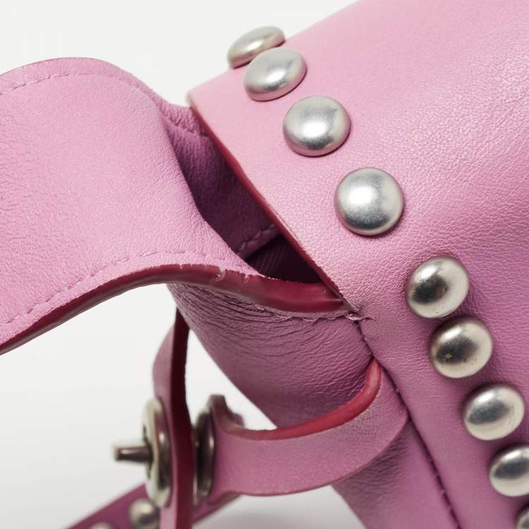 Pre Owned Coach Pink Leather Rivet Dakotah Crossbody Bag