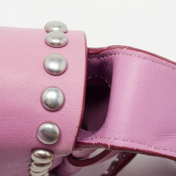 Pre Owned Coach Pink Leather Rivet Dakotah Crossbody Bag