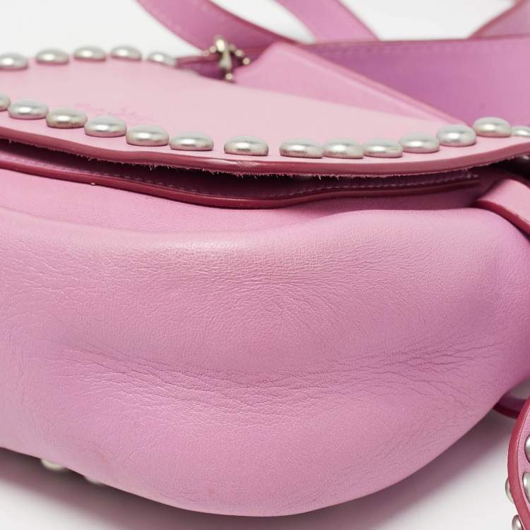 Pre Owned Coach Pink Leather Rivet Dakotah Crossbody Bag