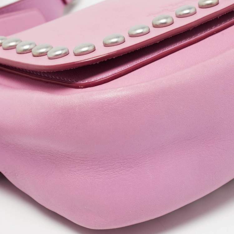 Pre Owned Coach Pink Leather Rivet Dakotah Crossbody Bag
