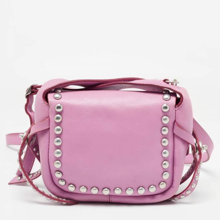 Pre Owned Coach Pink Leather Rivet Dakotah Crossbody Bag