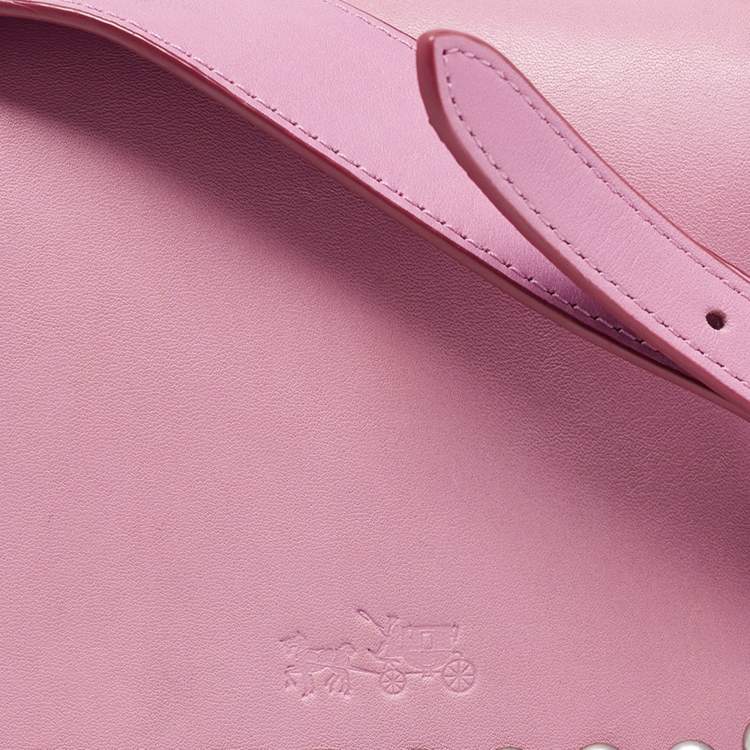 Pre Owned Coach Pink Leather Rivet Dakotah Crossbody Bag