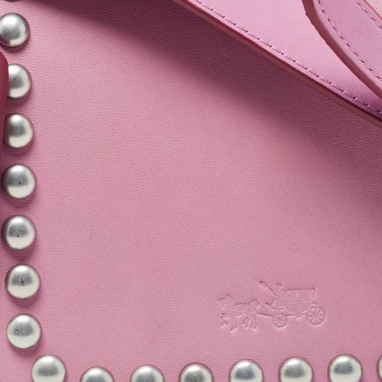 Pre Owned Coach Pink Leather Rivet Dakotah Crossbody Bag