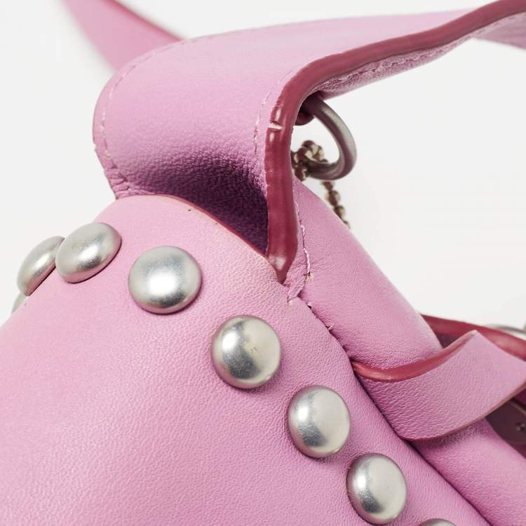 Pre Owned Coach Pink Leather Rivet Dakotah Crossbody Bag