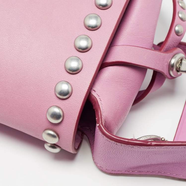 Pre Owned Coach Pink Leather Rivet Dakotah Crossbody Bag