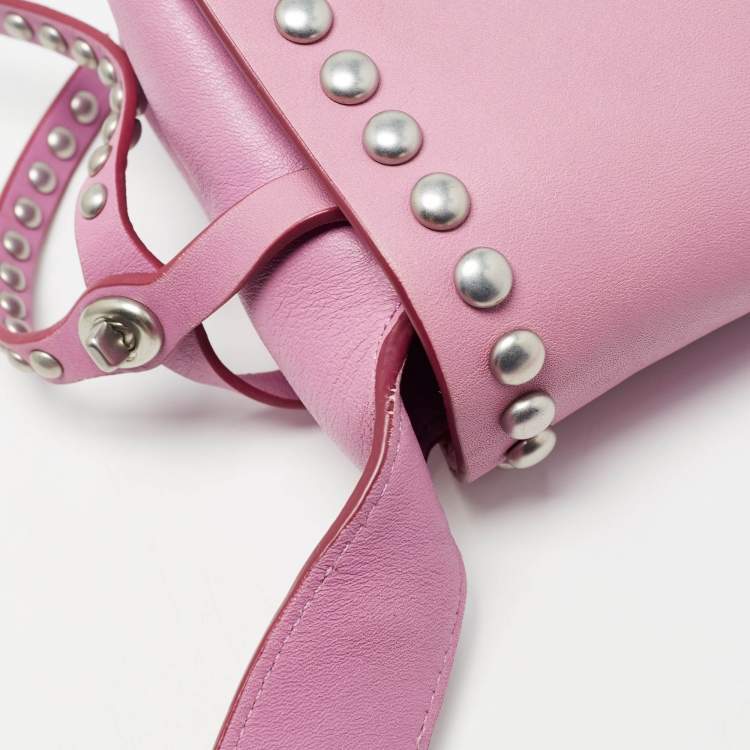 Pre Owned Coach Pink Leather Rivet Dakotah Crossbody Bag
