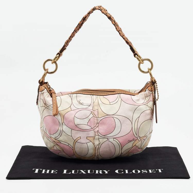 Pre Owned Coach Multicolor Signature Canvas Hobo