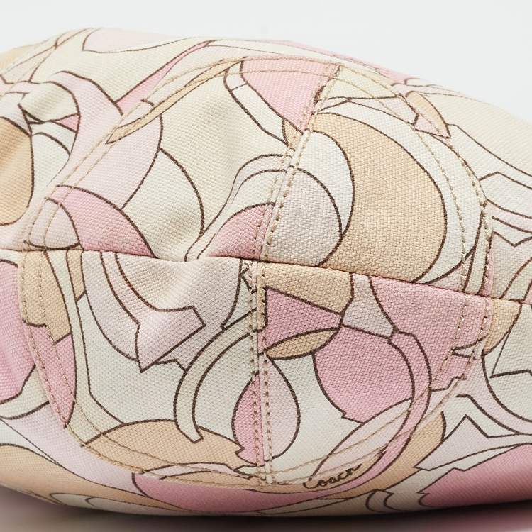 Pre Owned Coach Multicolor Signature Canvas Hobo