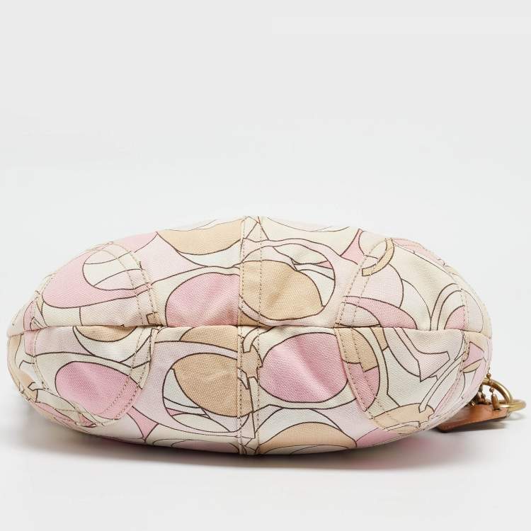 Pre Owned Coach Multicolor Signature Canvas Hobo