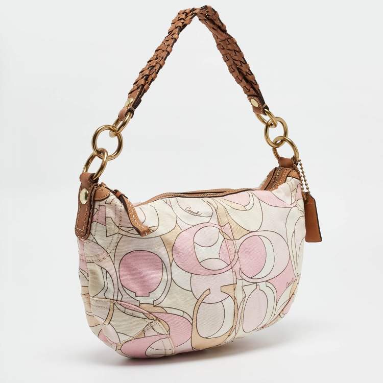 Pre Owned Coach Multicolor Signature Canvas Hobo