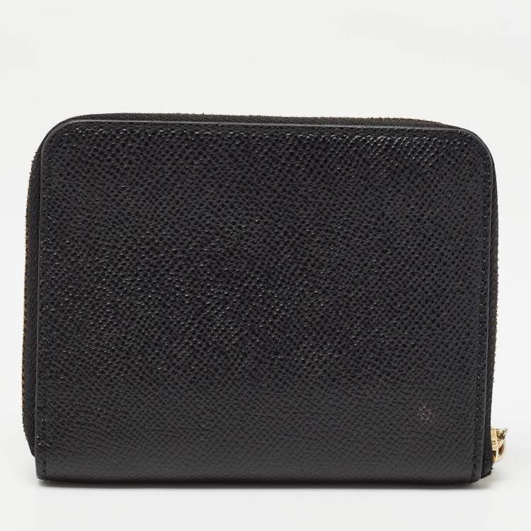 Pre Owned Coach Black Leather Zip Around Purse