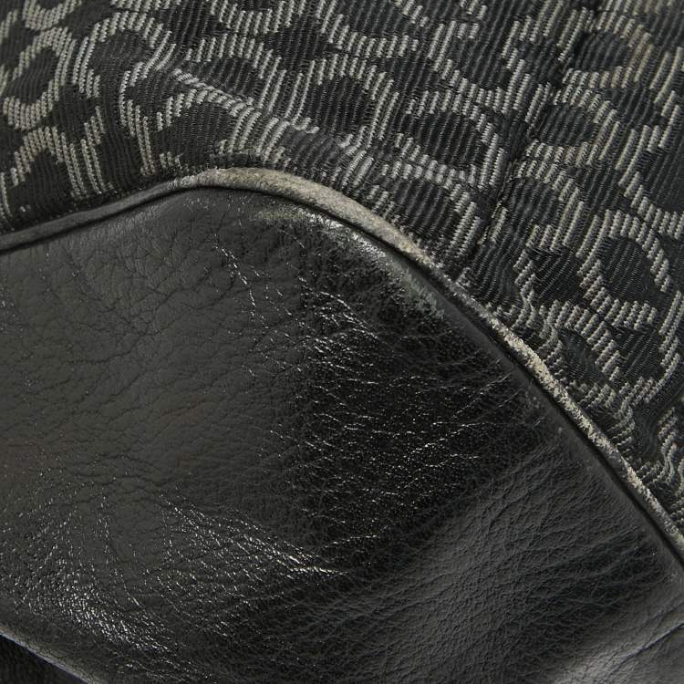 Pre Owned Coach Black Op Art Fabric and Leather Madison Madeline Satchel