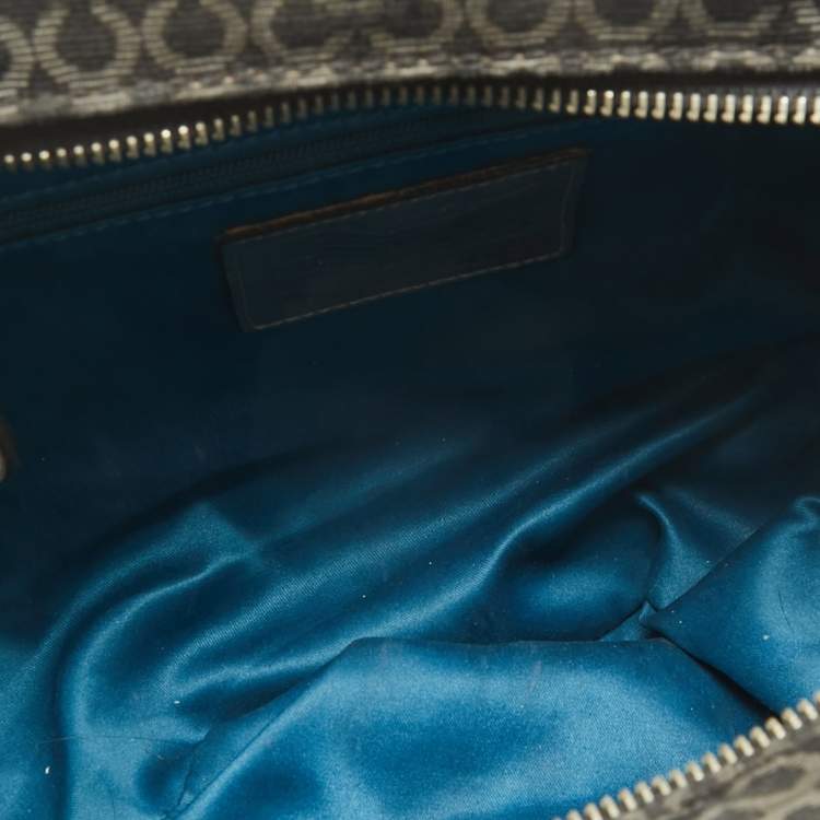 Pre Owned Coach Black Op Art Fabric and Leather Madison Madeline Satchel