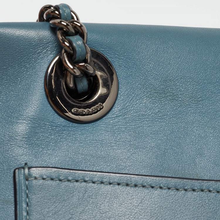 مملوكة مسبقًا Coach Blue Leather Small Parker Chain Flap Shoulder Bag