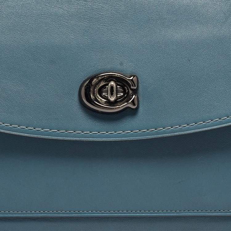 مملوكة مسبقًا Coach Blue Leather Small Parker Chain Flap Shoulder Bag