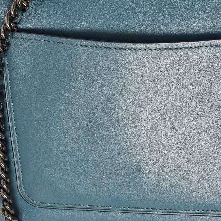 مملوكة مسبقًا Coach Blue Leather Small Parker Chain Flap Shoulder Bag