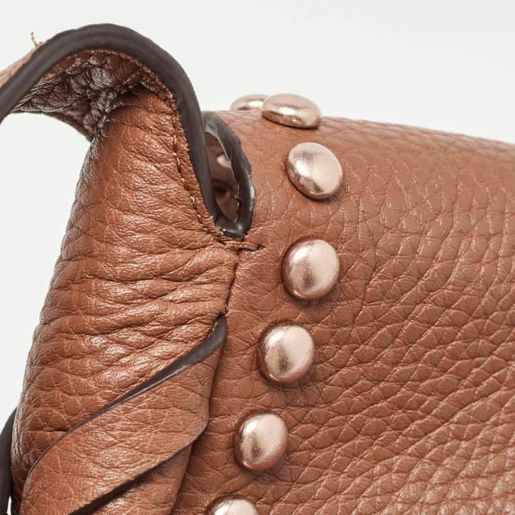 Pre Owned Coach Brown Leather Rivets Dakotah Crossbody Bag