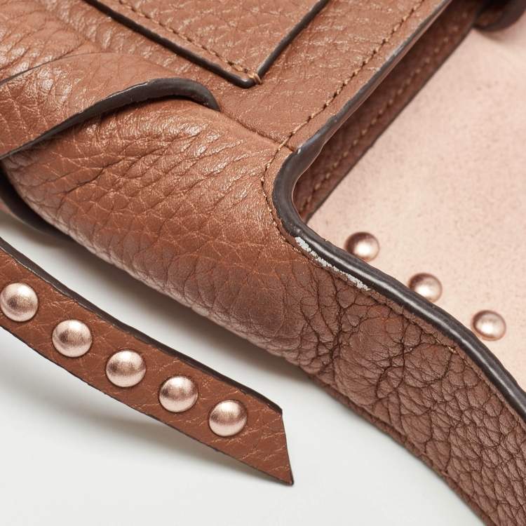 Pre Owned Coach Brown Leather Rivets Dakotah Crossbody Bag