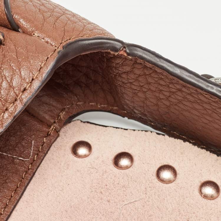 Pre Owned Coach Brown Leather Rivets Dakotah Crossbody Bag