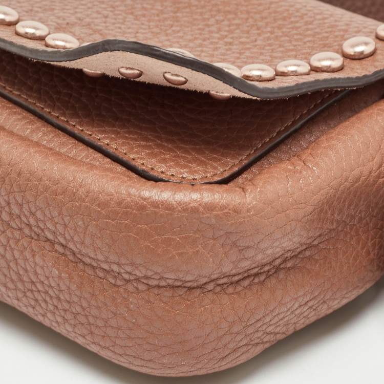 Pre Owned Coach Brown Leather Rivets Dakotah Crossbody Bag