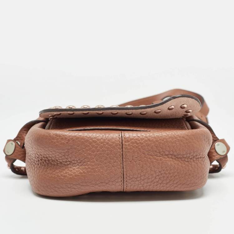 Pre Owned Coach Brown Leather Rivets Dakotah Crossbody Bag