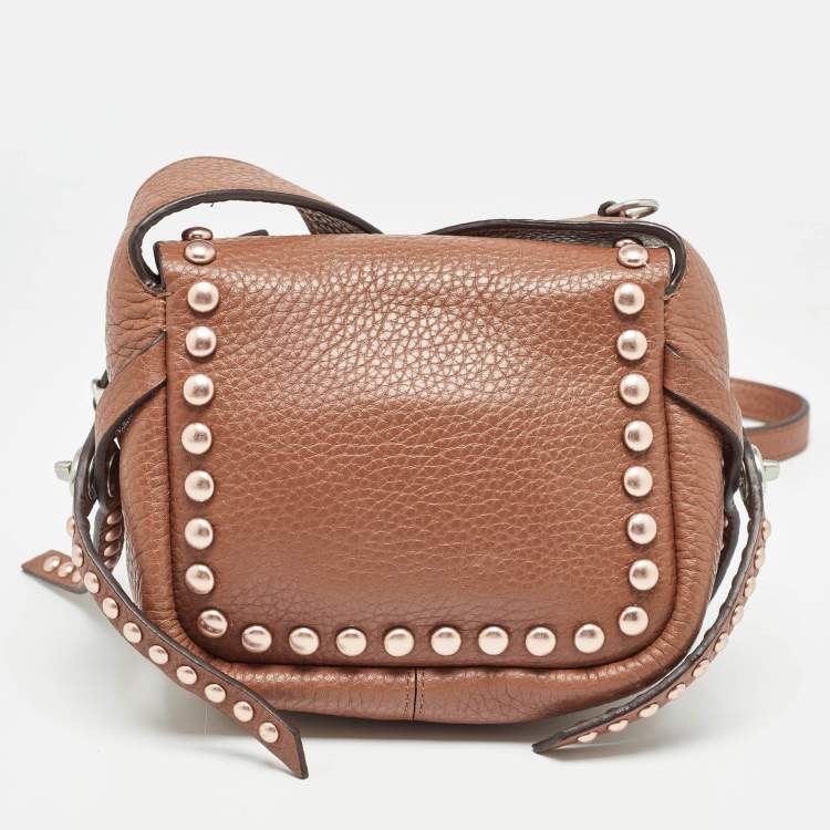 Pre Owned Coach Brown Leather Rivets Dakotah Crossbody Bag