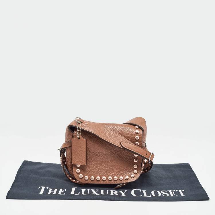 Pre Owned Coach Brown Leather Rivets Dakotah Crossbody Bag