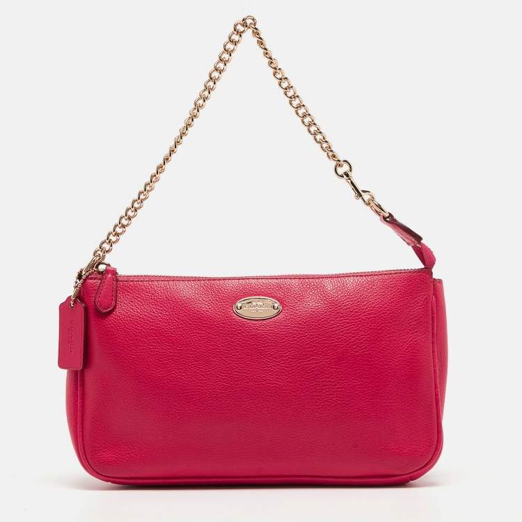 Bright pink coach purse sale