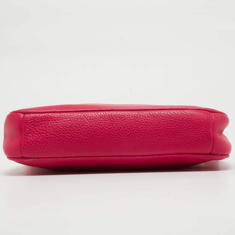 Pre Owned Coach Hot Pink Leather Baguette Bag